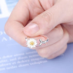 Adjustable sunflower ring made of silver – Floral charm